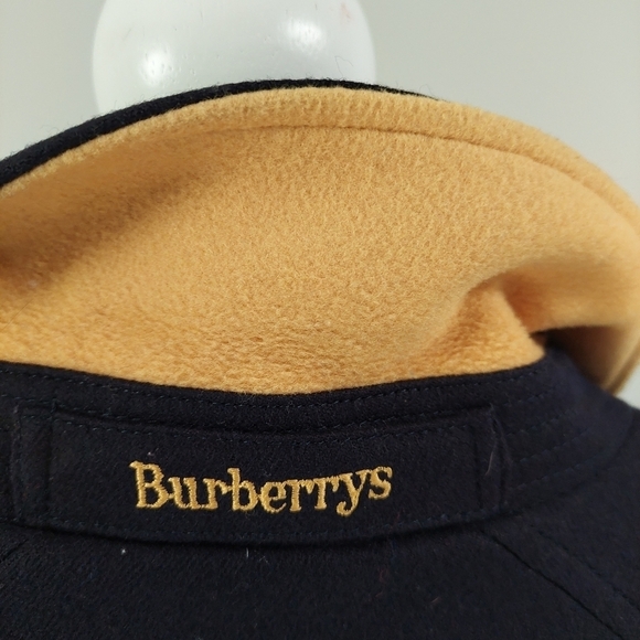 Vintage Burberrys Wool Bomber Coat Size 8 Navy Blue Equestrian Logo Classy - Picture 15 of 16